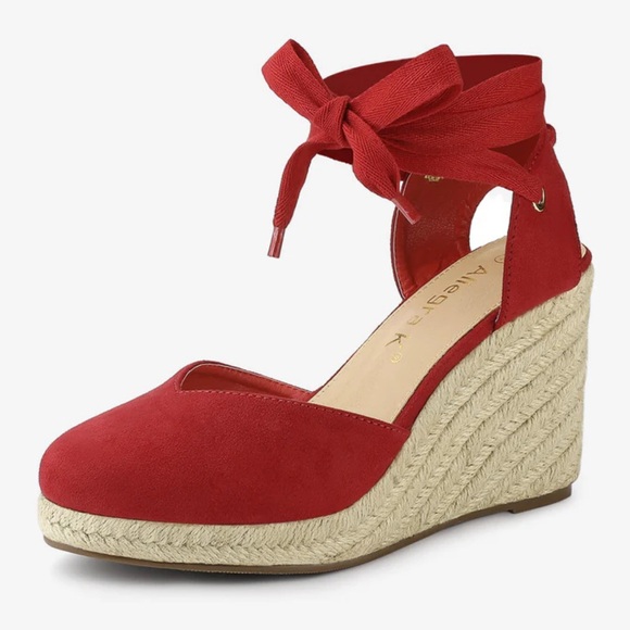 Allegra k platform lace up wedges red color - Picture 1 of 3
